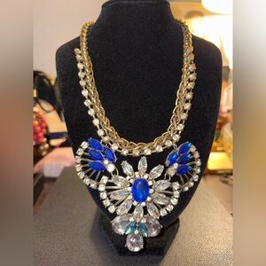 Elegant Gold and Blue Statement Necklace
